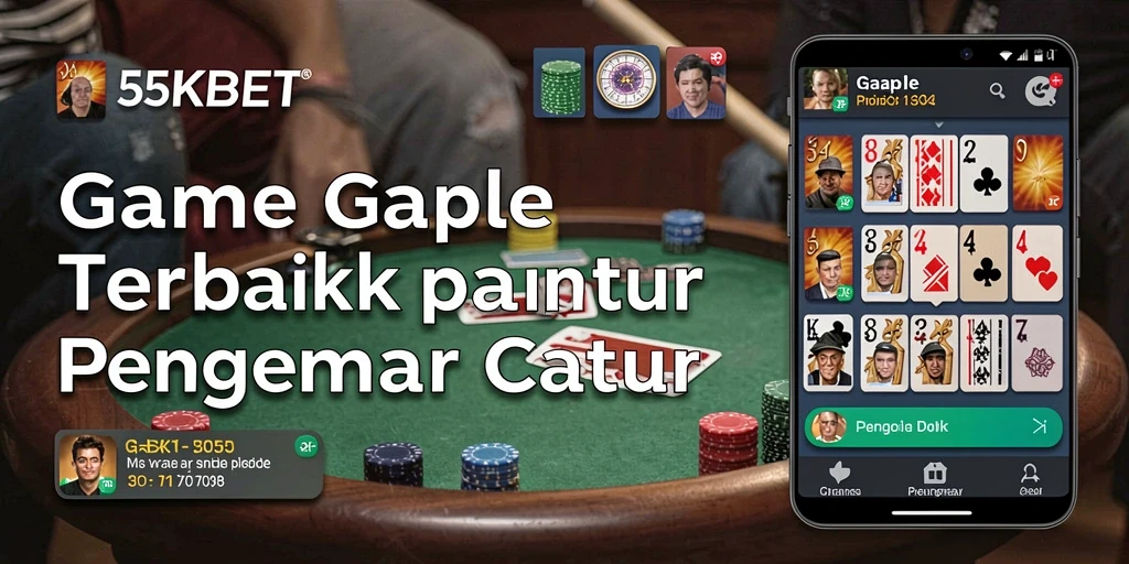 Tampilan utama gameplay 55KBET dengan suasana bermain Gaple yang asyik.