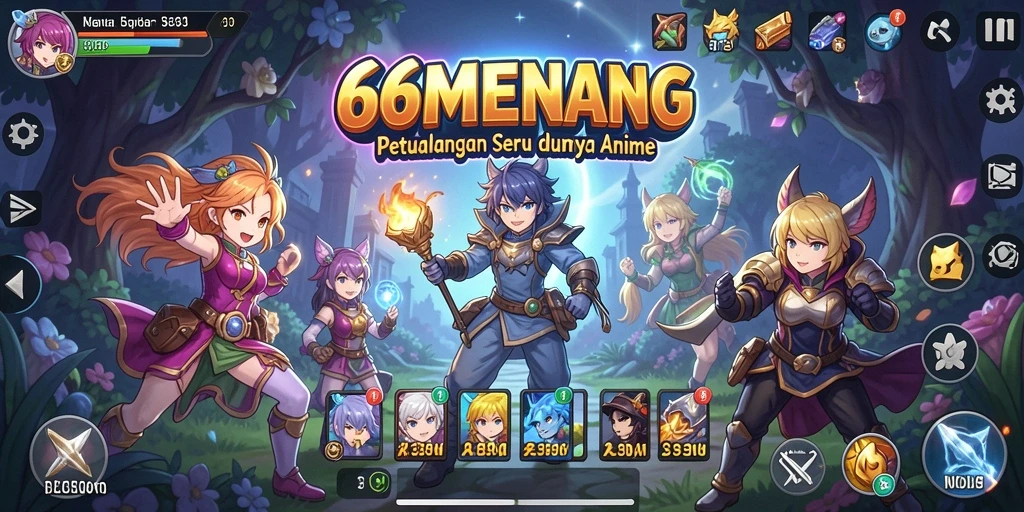 Tampilan gameplay seru 66MENANG dengan karakter Anime yang memikat.
