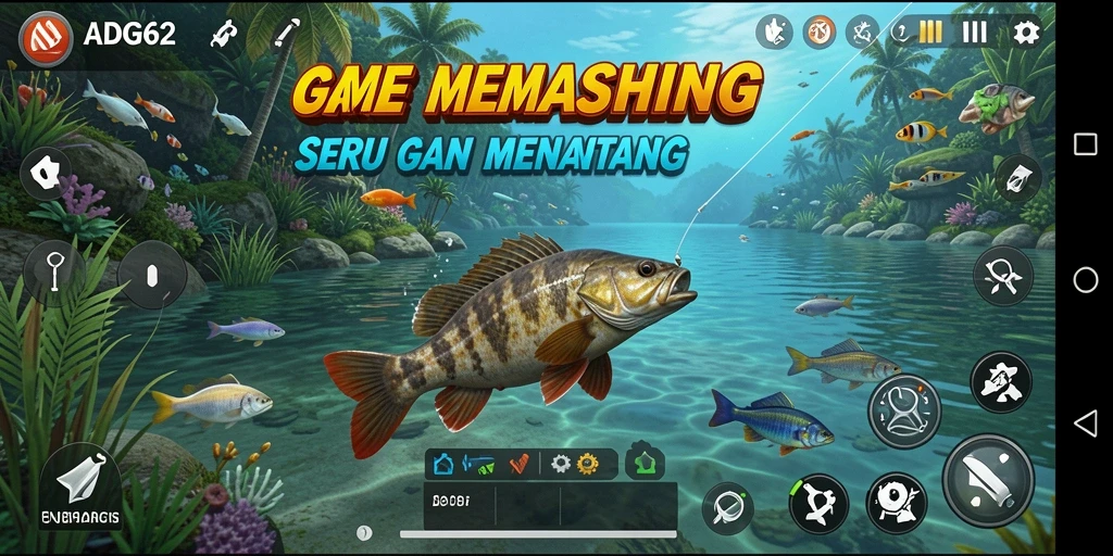 Tampilan gameplay ADG62 yang menampilkan pengalaman memancing yang seru.