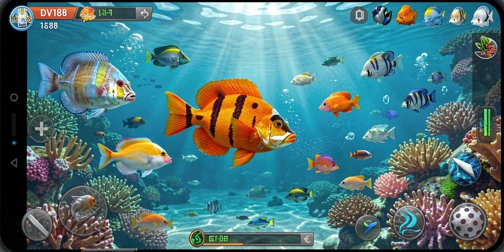 Tangkapan layar utama DV188 menampilkan gameplay yang penuh warna dan seru.