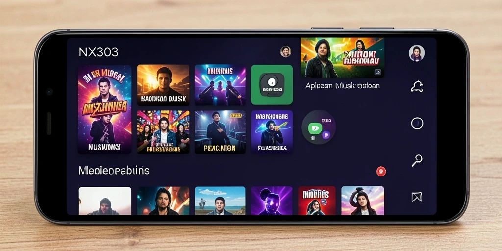 Tampilan gameplay NX303 yang menarik dengan musik interaktif.