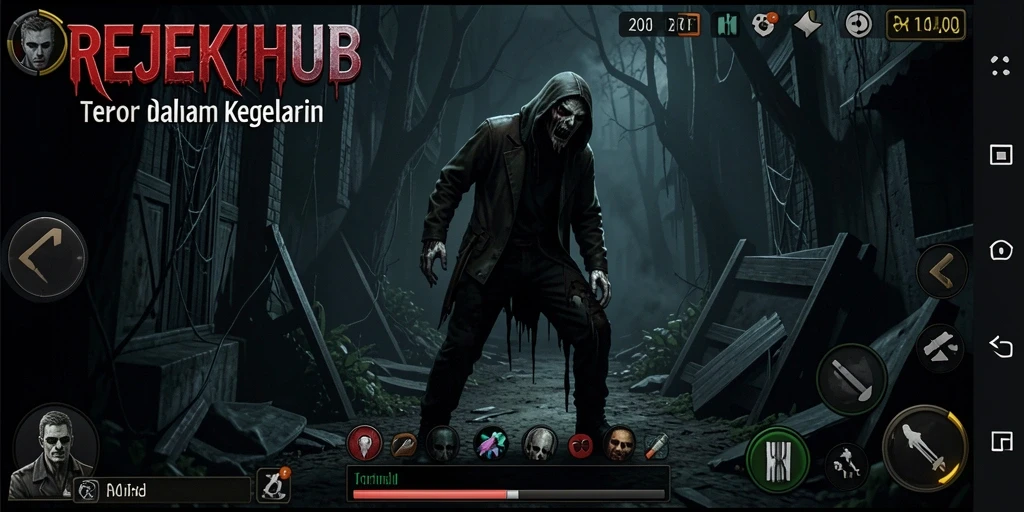 Screenshot menampilkan ketegangan gameplay REJEKIHUB yang horor.