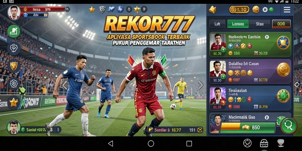 Tampilan layar utama aplikasi REKOR777 dengan fitur taruhan olahraga.