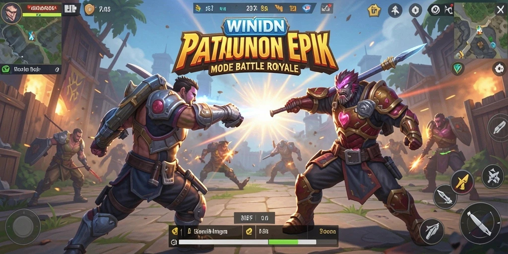 Tangkapan layar gameplay seru WINIDN dengan aksi Battle Royale yang intens.